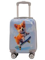 A777-3 Чемодан детский ручная кладь S Корги голубой