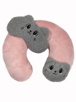 Y25 розовый Подушка для путешествий с маской Котик