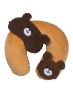 Y27 бежевый Подушка для путешествий с маской Мишка