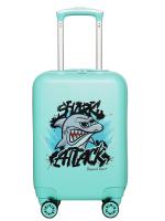 R138 зеленый чемодан детский 18" Акула