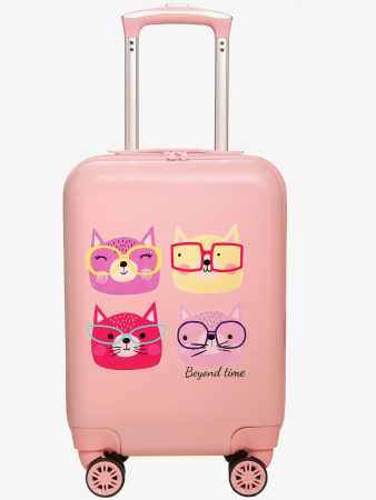 R119 розовый чемодан детский Котики