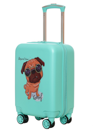 R137 зеленый чемодан детский 18" Дог в очках