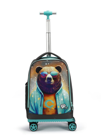 D01 серый чемодан детский 20" Медведь студент