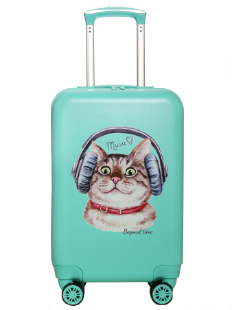 G213 зеленый чемодан детский 20" Кот Music