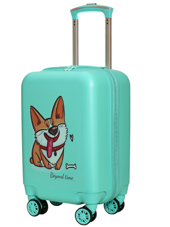 R106 зеленый чемодан детский Голодный песик