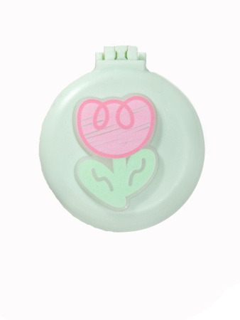 Y47 зеленый Расческа складная с зеркалом Цветочек