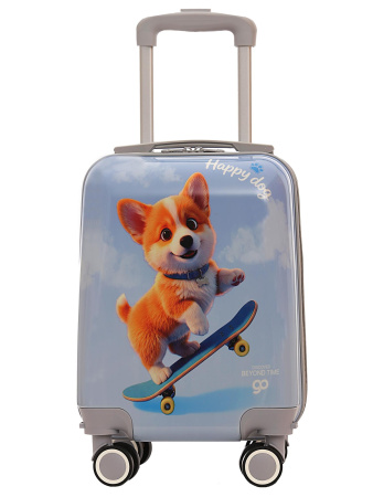 A777-3 Чемодан детский ручная кладь S Корги голубой