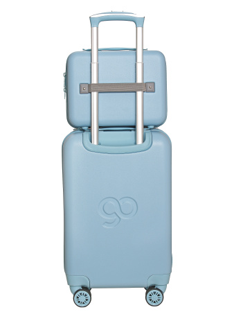 G205 голубой чемодан детский Дог в наушниках