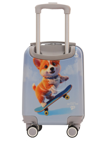 A777-3 Чемодан детский ручная кладь S Корги голубой