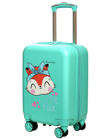 R126 зеленый чемодан детский Лисичка Fox