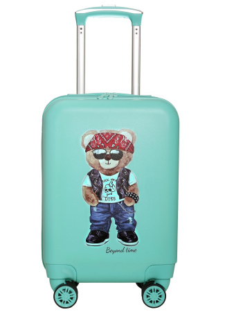 R112 зеленый чемодан детский Мишка в Rock