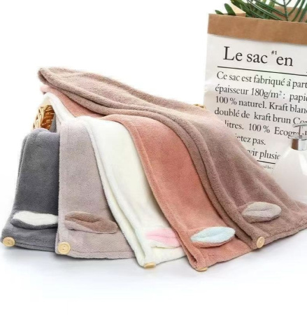 Y54 коричневый Полотенце для волос Зайка