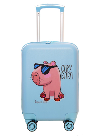 R135 голубой чемодан детский 18" Капибара