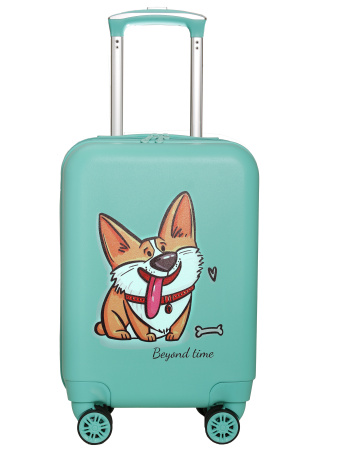 R106 зеленый чемодан детский Голодный песик