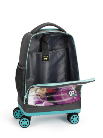 D02 серый чемодан детский 20" Девочка в кепке