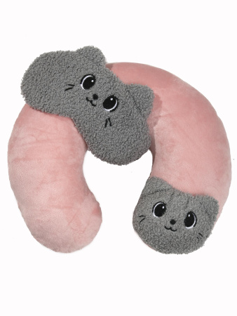 Y25 розовый Подушка для путешествий с маской Котик