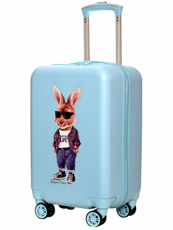 G221 голубой чемодан детский 20" Модный кролик 