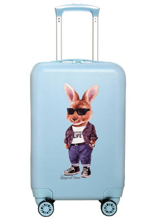 G221 голубой чемодан детский 20" Модный кролик 